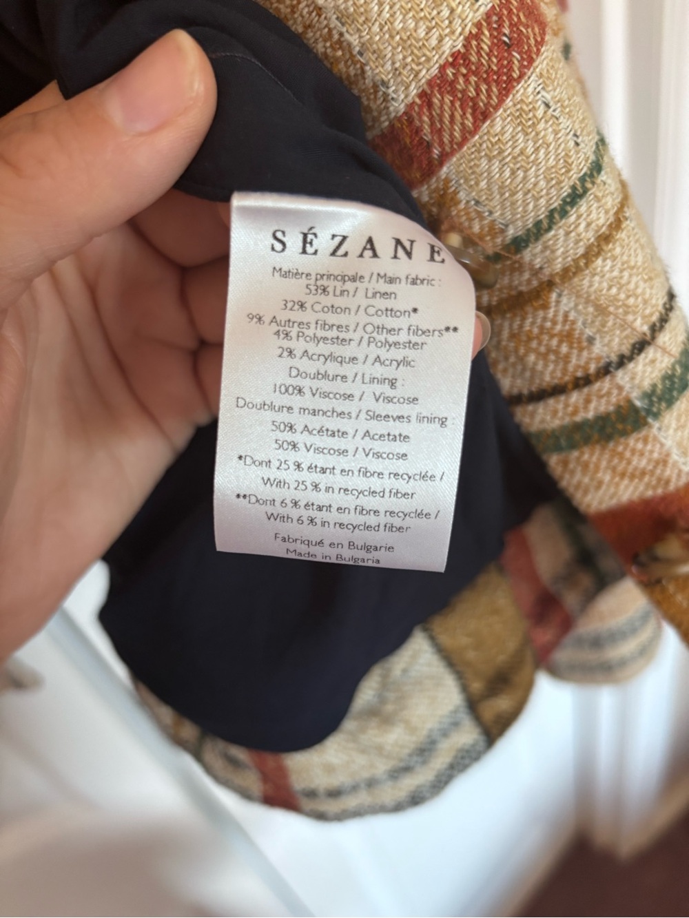 Mike Jacket Linen Cotton Texan Jacquard Plaid Tartan Print - Picture 6 of 8